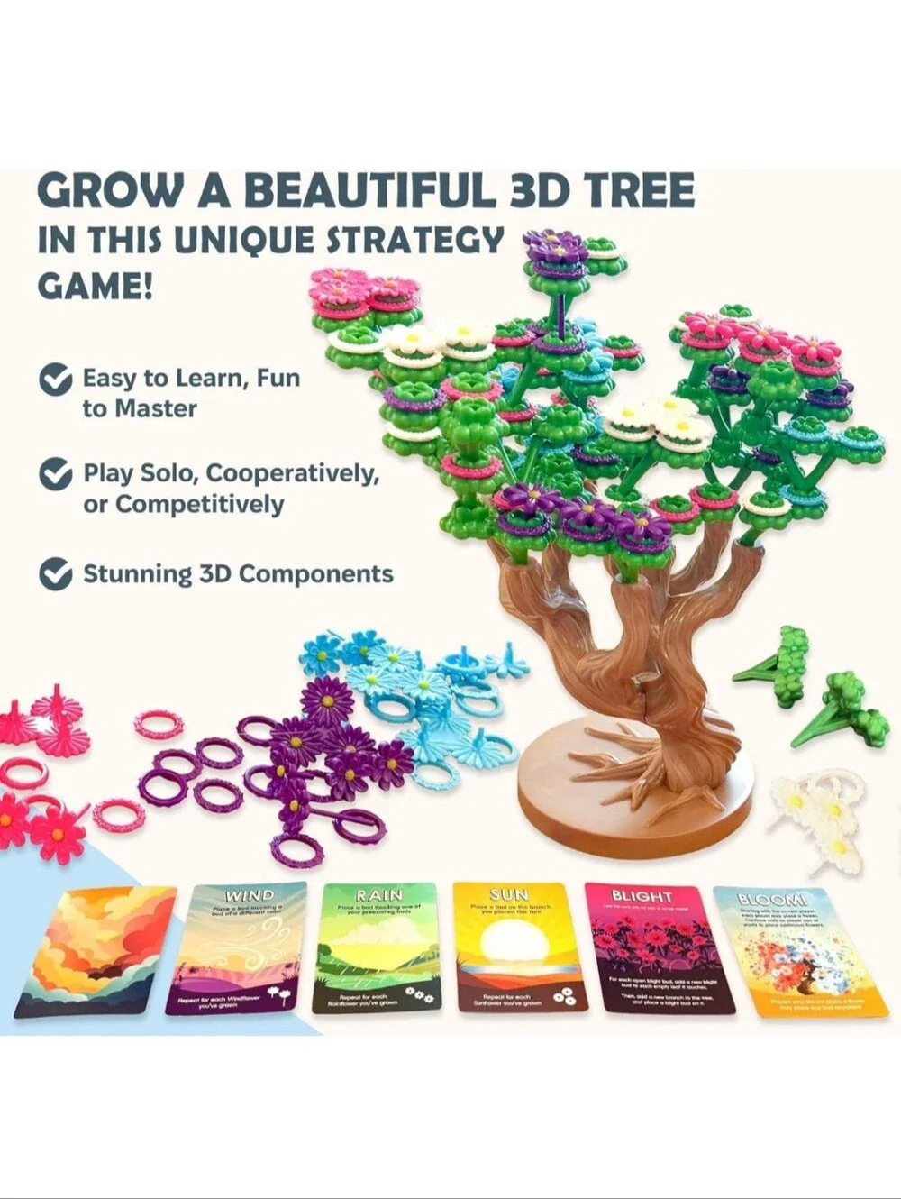 Bloomchasers 3D Flower Stacking Tree Building Strategy Fun Board Game New SEALED